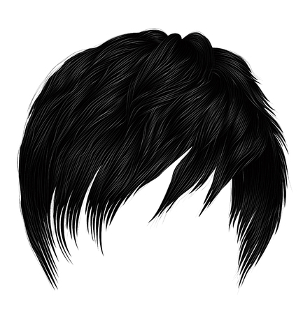 trendy woman man short  hairs brunette black colors .
fashion beauty style . realistic  3d .のイラスト素材