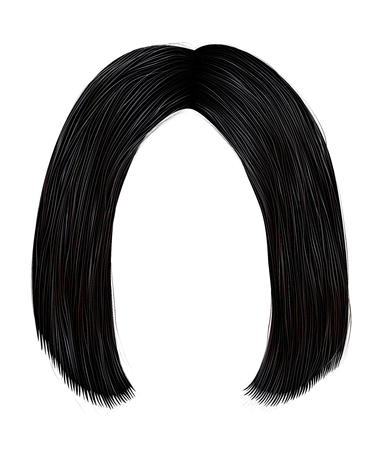  trendy hairs brunette black colors . kare parting . beauty fashionのイラスト素材
