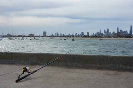 Fishing at St. Kilda, Melbourne Australiaの写真素材