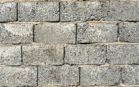 Pattern of gray brick wall, unfinished house wall.