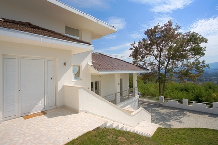Modern house exterior, large and expensive house architecture.の写真素材