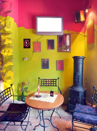 Interior of modern cafe, mainstream, modern pop style. の写真素材