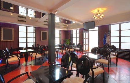 Interior of a cafe, mixed vintage and modern style of design. の写真素材