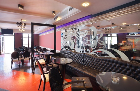 Interior of a cafe, mixed vintage and modern style of design.の写真素材
