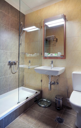 Interior of a modern hotel toilet. の写真素材