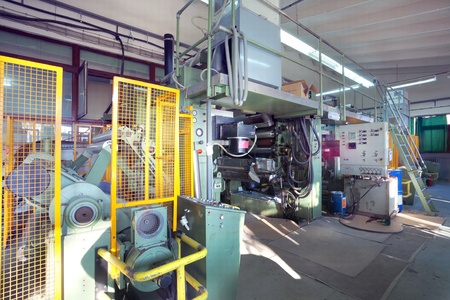 Details of a printing machine inside factory.の写真素材