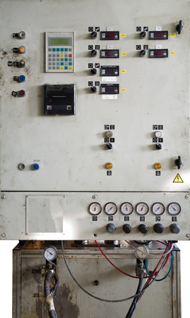 Details of a control desk,  part of a printing machine.の写真素材