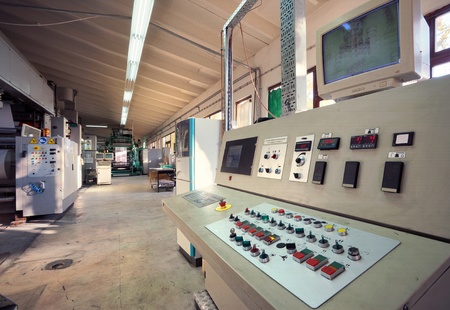 Details of a printing machine inside factory.の写真素材