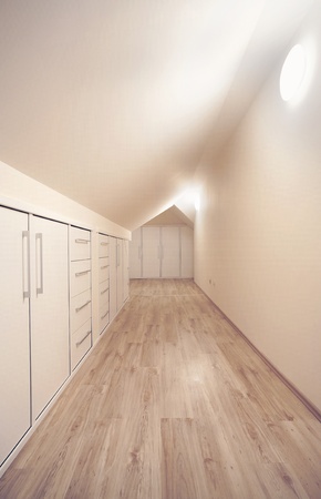 Interior of a simple and large wardrobe. の写真素材