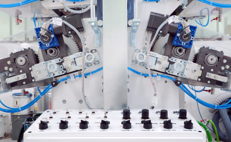Parts and details of a printing machine.