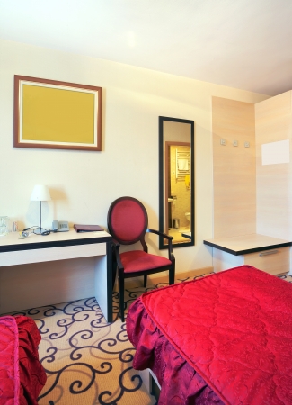 Interior of a hotel room for two, classical design. の写真素材