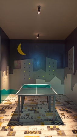 Interior of a game room with tennis table.の写真素材