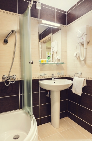 Interior of a small and modern bathroom. の写真素材