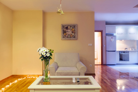 Small apartment interior, new and clean, modern design. の写真素材