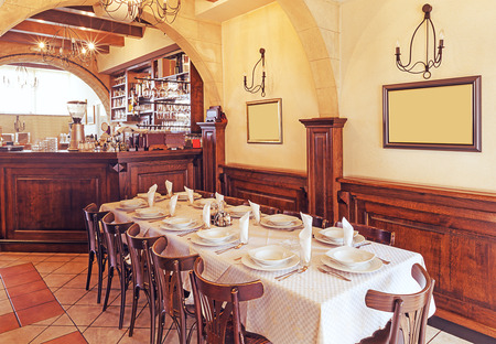 Interior of a restaurant, modern and vintage design mixed  の写真素材