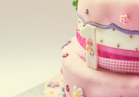 Details of birthday cake for first birthday.の写真素材