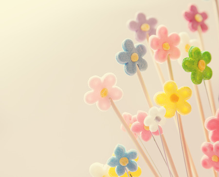 Flowers made of sugar as decoration for birthday cake.の写真素材