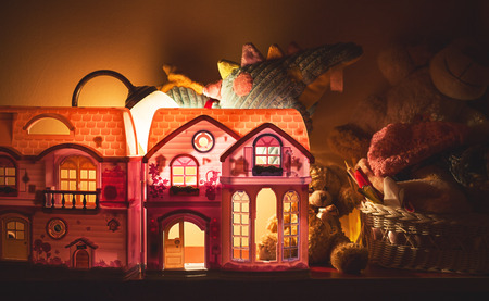 Toys of a baby girl, sweet details form a childhood.の写真素材