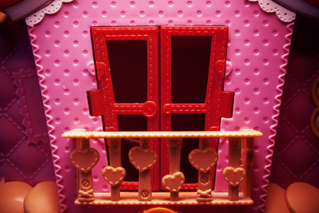 Toy details, sweet pink house exterior.の写真素材