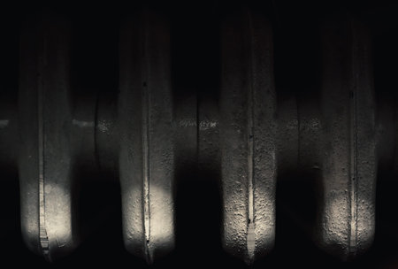 Conceptual image about heating in home, old radiator details, vintage obsolete style.