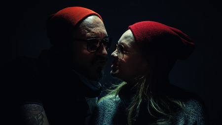 Portrait of a man and woman, deeply loved and hugged.の写真素材