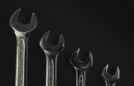 Set of four wrenches of different sizes.の写真素材
