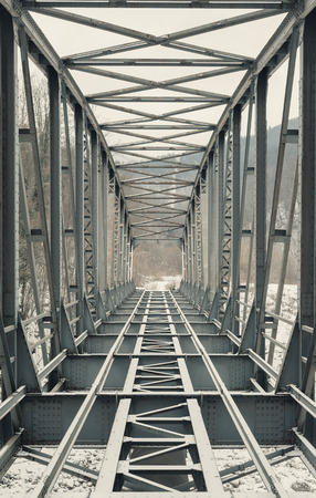 Abstract composition of an old bridge, details of construction elements.の写真素材
