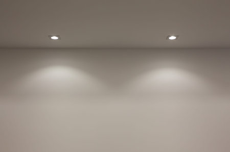Details of installed modern lights in the ceiling.