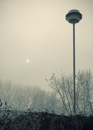 Abstract composition of an old lamp in park.の写真素材