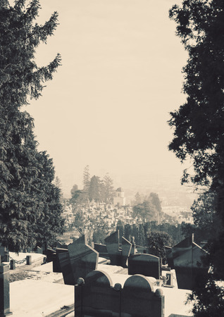 Details of an orthodox Christian cemetery, during winter day. の写真素材