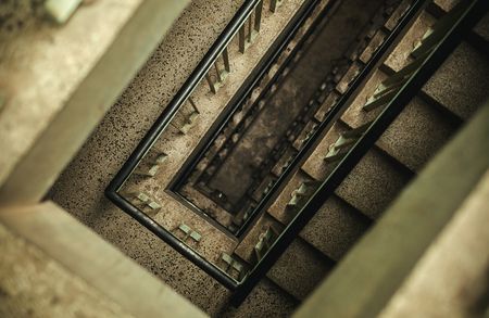Old building hall interior, details of stairways. の写真素材