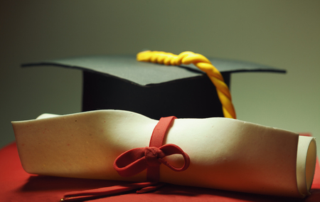 Details of cake decoration, conceptual composition about academic education.の写真素材