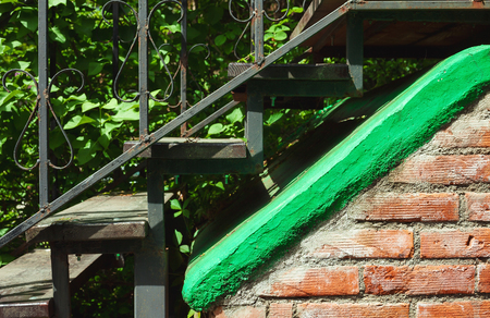 One detail of an old metal staircases.の写真素材