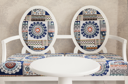 Armchair details, closeup view on decoration.の写真素材