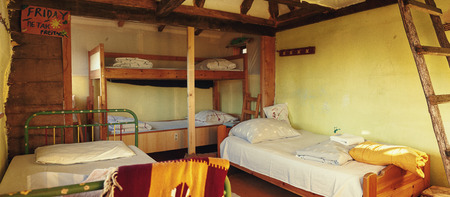 Interior of a wooden house, details of furniture and walls.の写真素材