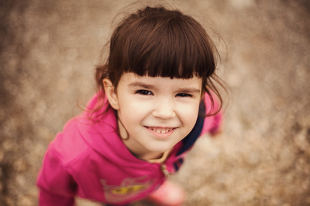 Small girl portrait, view from above.の写真素材