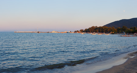 Stavros, Greece - September 03, 2017: Summer season on Stavros beaches during sunset.のeditorial素材