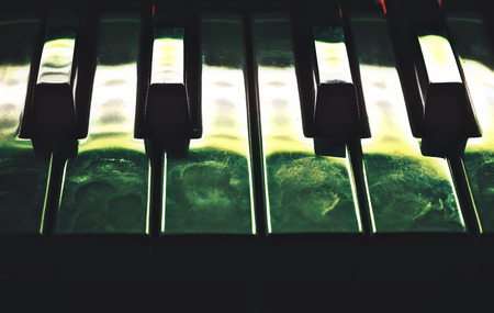 Modern electronic synth keys closeup view. の写真素材