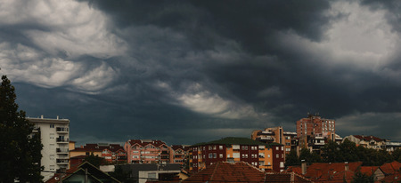 Small Balkan city, summer season, bad weather details.の写真素材