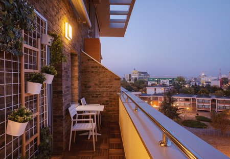 Details of modern and new terrace, part of apartment.の写真素材