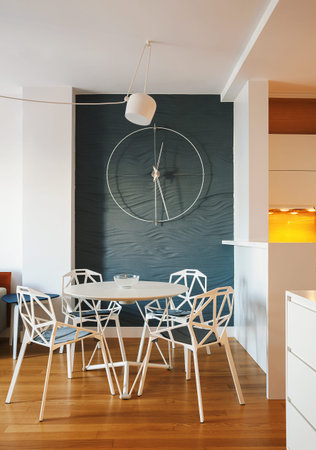 Small and modern dinning room, interior of an apartment.