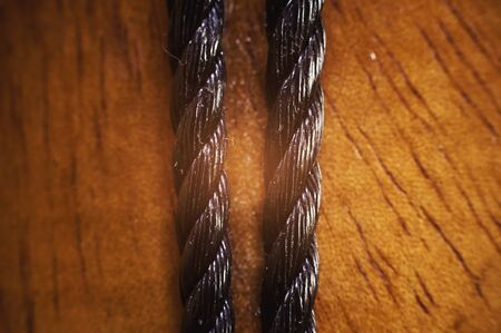 Closeup view of djembe ropes, wooden bodyの写真素材