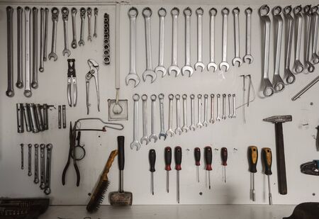 Various tools for car repair, scene from workshop.の写真素材