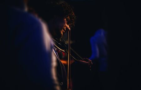 Pranjani, Serbia - August 17, 2019: Portrait of violinist Branko Ristic preparing for his performance, first festival of violinists in Serbia.のeditorial素材