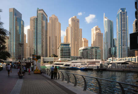 Dubai, United Arab Emirates - January 21, 2022: Dubai Marina during day, skyscrapers and streets details.のeditorial素材