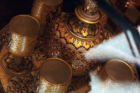 Dubai, United Arab Emirates - January 22, 2022: Details of beautiful Arabic souvenirs found at Bazar of Madinat Jumeirah.のeditorial素材