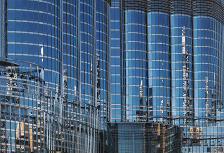 Dubai, United Arab Emirates - January 22, 2022: Details of beautiful and futuristic Burj Khalifa...
