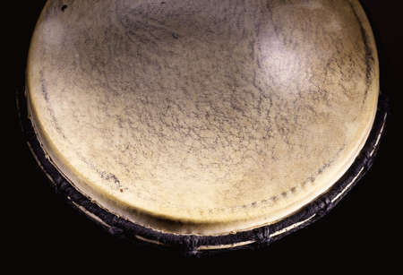 Details of a djembe membrane, closeup view.の写真素材