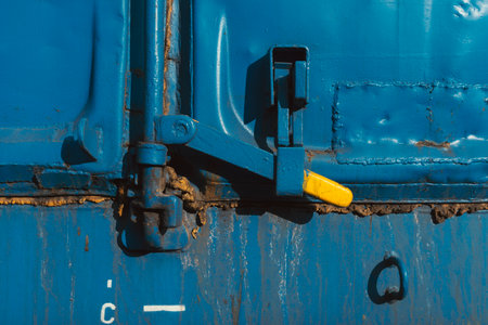 Details of a blue freight train.の写真素材