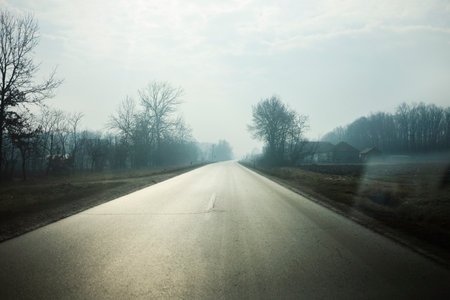 Landscapes of the Serbian countryside during winter, central Serbia, Sumadija.の写真素材